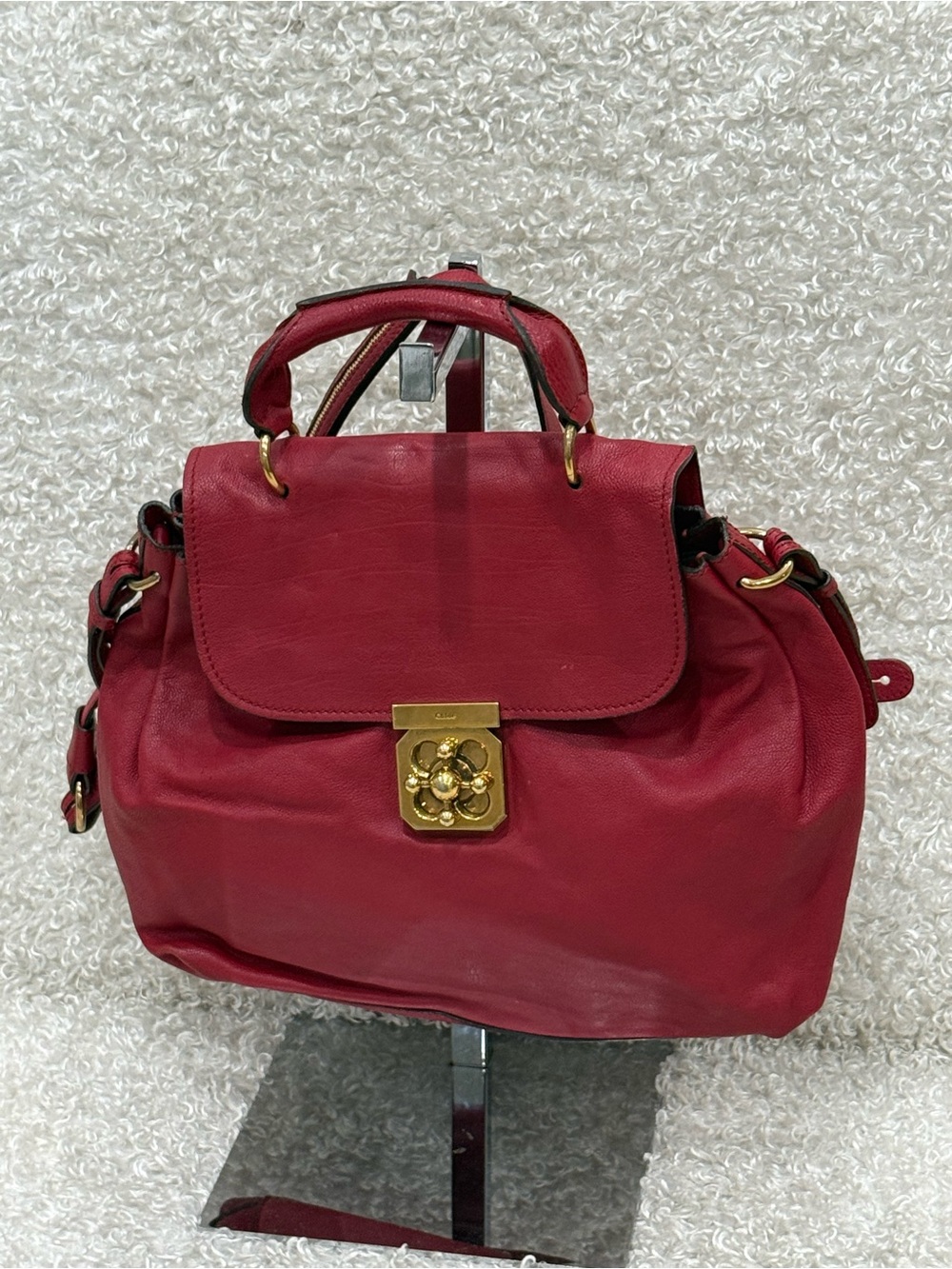 Chloe Elise 2 Way Leather Slouchy Crossbody Large Satchel Tote Bag